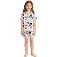 thumbnail image 1 of Bobifish Toddler Girls Sets Pumpkin Bow Ghost Witch Hat Print Open Front Short Sleeve Shirt &Shorts Children Girls Homewear, 1 of 4