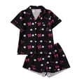 thumbnail image 1 of Bobifish Toddler Girls Sleep Sets Halloween Print Lapel Button Down Short Sleeve Tops&Shorts PJS Children Girls Home Clothes, 1 of 9