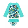 thumbnail image 1 of Bobifish Little Girls Swimsuit Set Rash Guard Glitter Fish Scale Print Long Sleeve Separate Bathing Suit Kids Girls Swim Set, 1 of 3