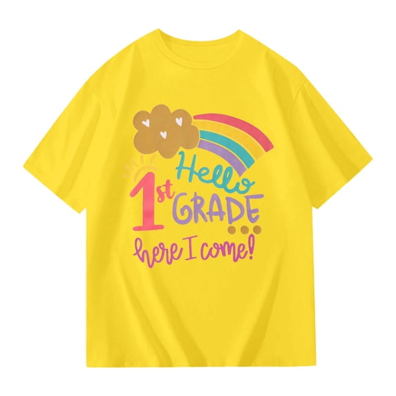Bobifish Toddler Girls T Shirt School Ready Graphic Tee With Cute Cartoon Print Playful School Days Children Girls Shirt