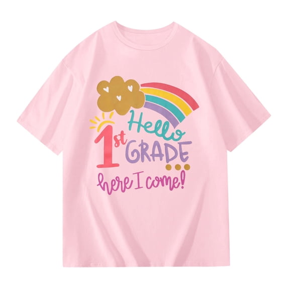 Bobifish Toddler Girls T Shirt School Ready Graphic Tee With Cute Cartoon Print Playful School Days Children Girls Shirt