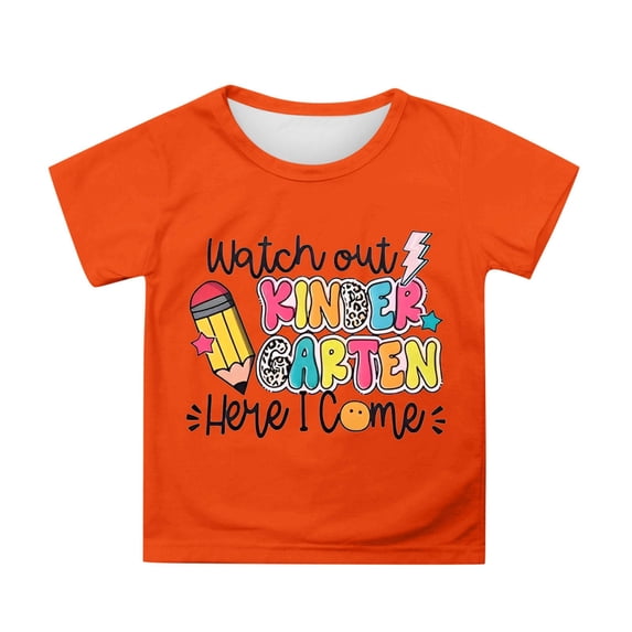 Bobifish Toddler Girls T Shirt Short Sleeve Casual Cartoon Graphic Print O-Neck Tee School Spring Summer Children Girls Shirt