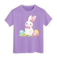 thumbnail image 1 of Bobifish Toddler Girls T-Shirts Comfortable Easter Round Neck Short Sleeve Tees Cartoon Bunny Print Soft Lightweight Casual Tee Shirts, 1 of 3
