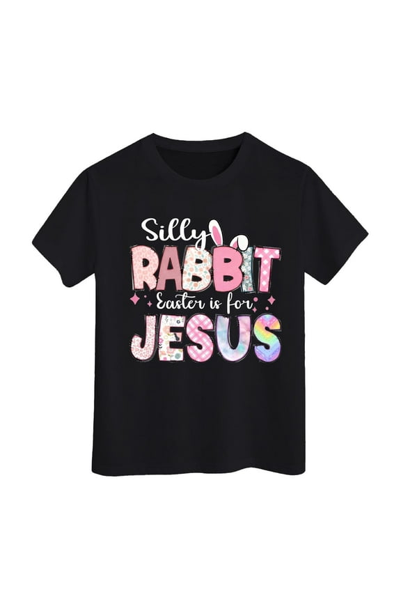 Toddler Girls T-Shirts Fun Short Sleeve Crew Neck Easter Tees Festive Graphic Soft Comfortable Kids Casual Graphic Tshirts