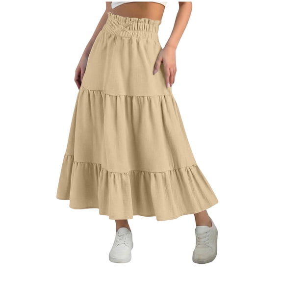 Bobifish Toddler Girls Tiered Dress High Elastic Waist A Line Ruffle Long Dress Loose Summer Party Children Girls Dresss