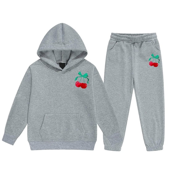 Bobifish Toddler Girls Tracksuit Fall Winter Hooded Long Sleeve Sweatshirt Patch Print Elastic Waist Jogger Pants 2 Piece Sets