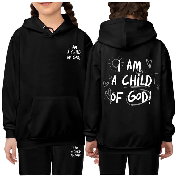 Bobifish Toddler Girls Tracksuit Fall Winter Hooded Sweatshirt Front Back Letter Print Elastic Waist Jogger Pants 2 Piece Sets