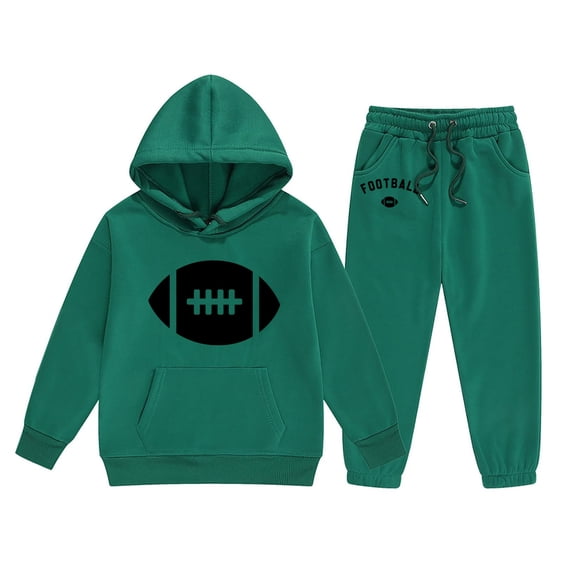 Bobifish Toddler Girls Tracksuit Fall Winter Rugby Print Hooded Long Sleeve Sweatshirt Elastic Waist Jogger Pants 2 Piece Sets