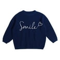 thumbnail image 1 of Bobifish Toddler Ribbed Sweater “Smile” Letter Print Long Sleeve Knitted Sweater Crewneck Casual Fashionable Boys Girls Daily Wear Pullover Top, 1 of 3