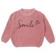 thumbnail image 1 of Bobifish Toddler Ribbed Sweater “Smile” Letter Print Long Sleeve Knitted Sweater Crewneck Casual Fashionable Boys Girls Daily Wear Pullover Top, 1 of 3