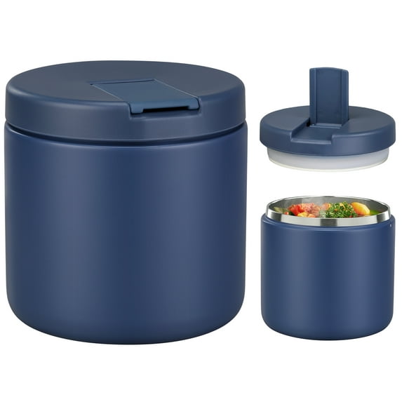 Bobike 19OZ Kids Thermo for Hot Food with Buckle Lid Insulated Wide Mouth Food Jar Blue