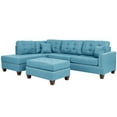 thumbnail image 1 of Bobkona Adolph Reversible Sectional Set with Ottoman in Light Blue., 1 of 7