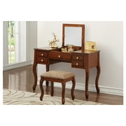 Bobkona Cailyn Flip Up Mirror vanity Set with Stool in Cherry