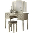 Bobkona F4079 St. Croix Collection Vanity Set with Stool, Silver
