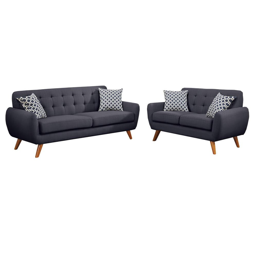 Bobkona Sonya LinenLike Polyfabric 2Piece Sofa and Loveseat Set