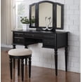 thumbnail image 1 of Bobkona St. Croix 3 Fold Mirror Vanity Table with Stool Set, Black, 1 of 7