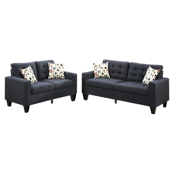 Bobkona Windsor Linen-Like Polyfabric 2-Piece Sofa and Loveseat Set