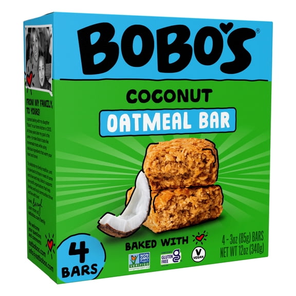 Bobo's Oat Bars All Natural Coconut, 4 Pack of 3 oz bars
