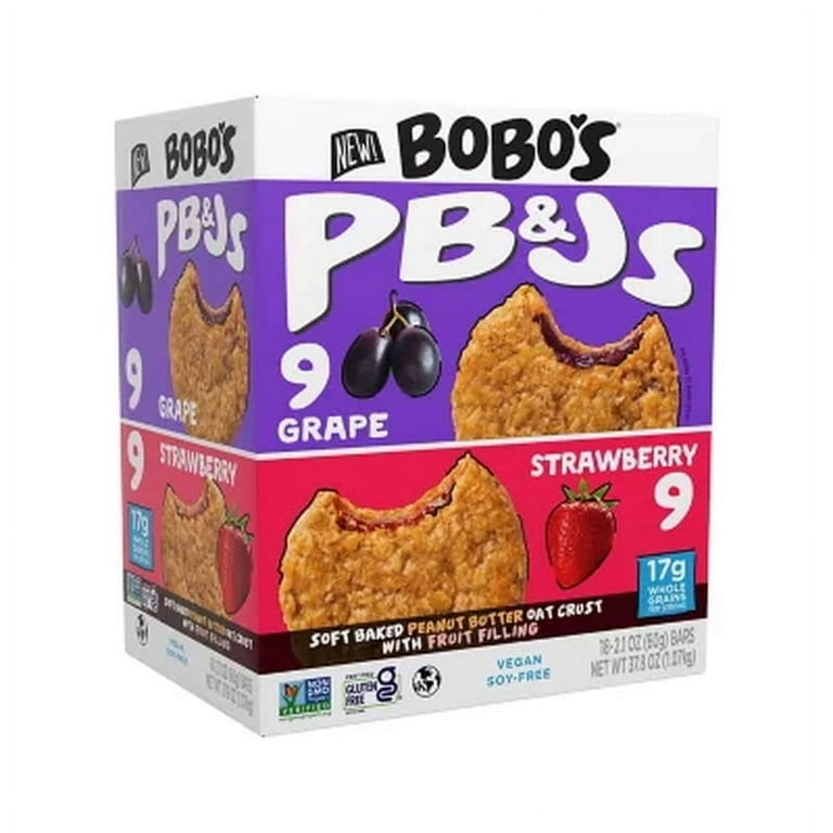 Bobo's PB&J Oat Snacks, Variety Pack 18 Pack, Soft Baked, Kosher