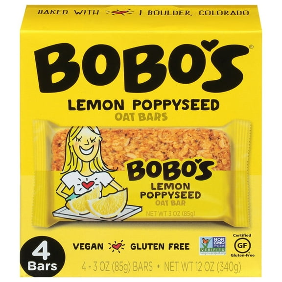 Bobo's Gluten Free Oat Bars Lemon Poppyseed -- 4 Bars