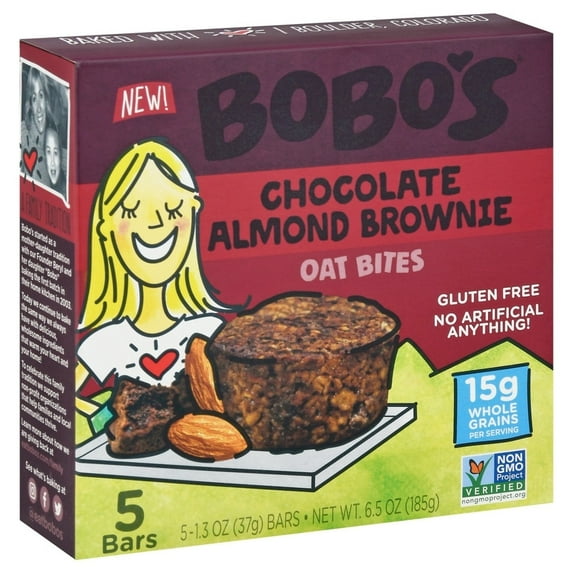 Bobo's Gluten Free Oat Bites Chocolate Almond Brownie -- 5 Bars