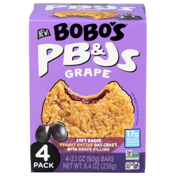 Bobo's Grape PB&Js Bars 4ct Pack of 2