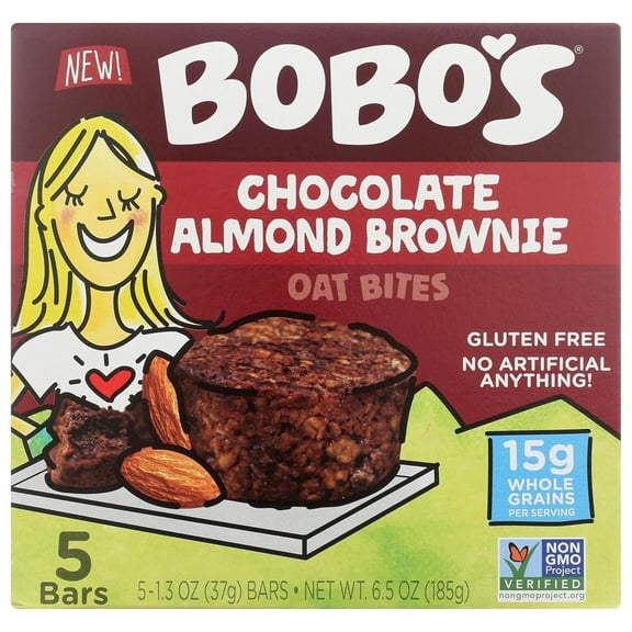 Bobo's Non-GMO Oat Bites Chocolate Almond Brownie - 5 Bars Pack of 4