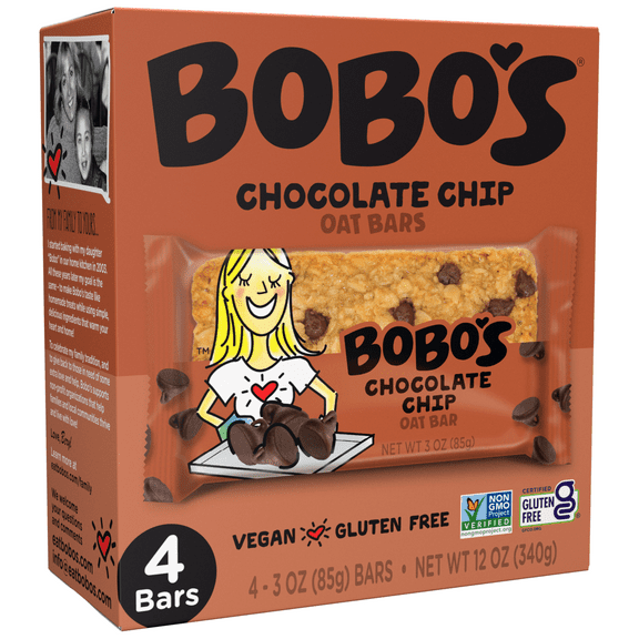 Bobo's Oat Bars, Chocolate Chip, 4 Pack of 3 oz bars