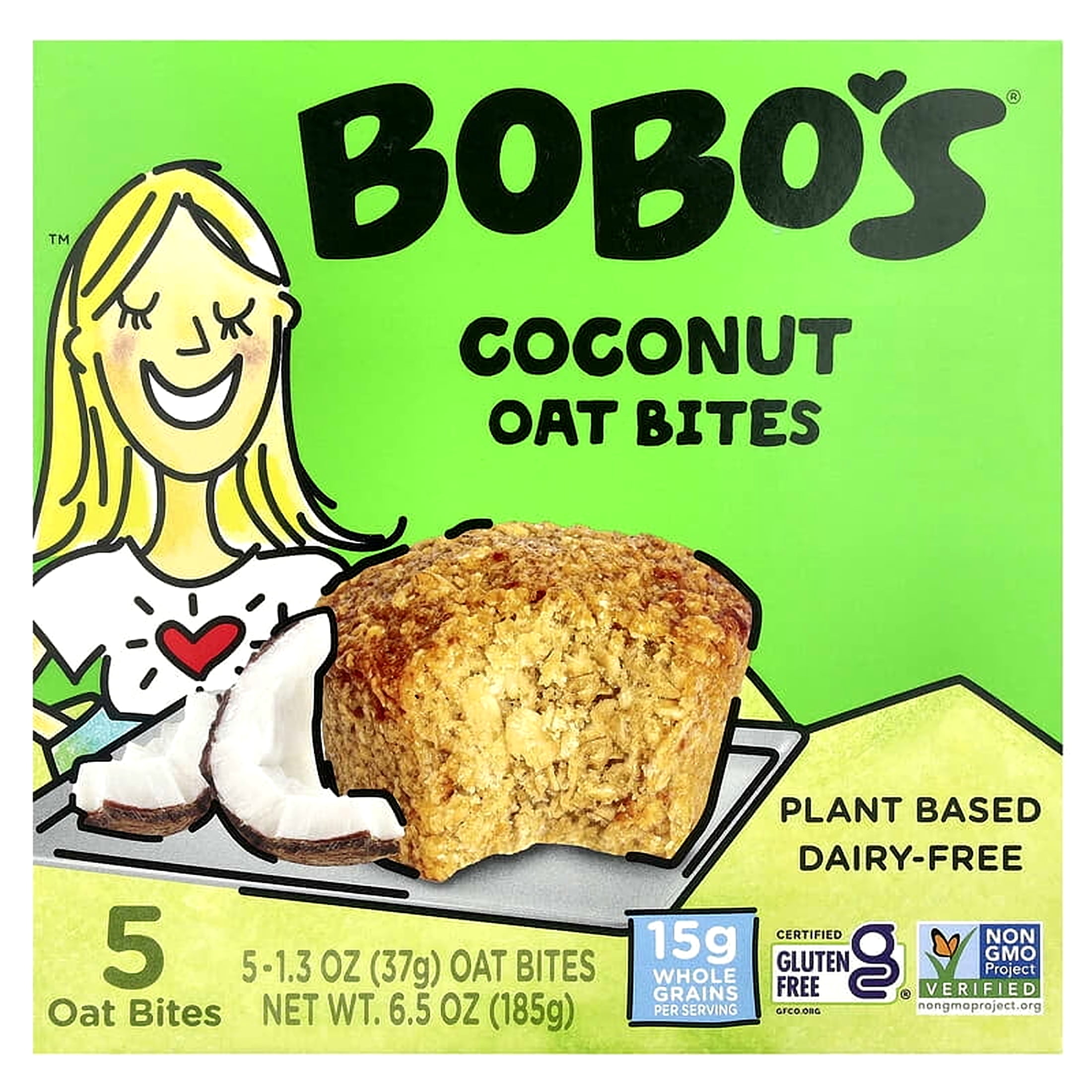 Bobo's Oat Bars, Coconut Oat Bites, 5 Bites, 1.3 oz Pack of 2