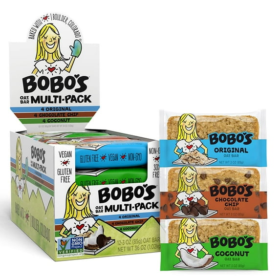 Bobo #39 s Oat Bars Variety MFF30 Pack 3 oz Bar (12 Pack) Gluten Free Bobo #39 s Oat Bars Variety MFF30 Pack 3 oz Bar (12 Pack) Gluten Free
