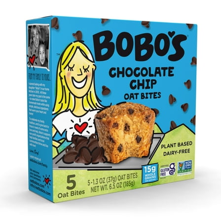 Bobo's Oat Bites, Chocolate Chip, 5 Pack of 1.3 oz bars