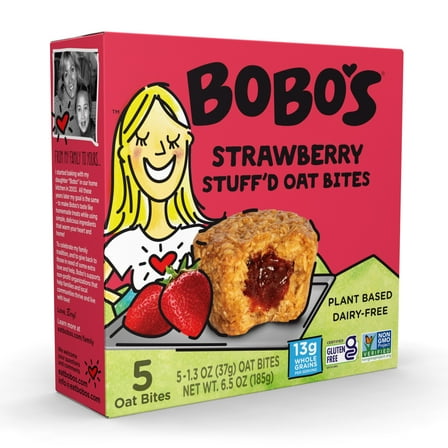 Bobo's Oat Bites, Strawberry Stuff'd, 5 Pack of 1.3oz bars