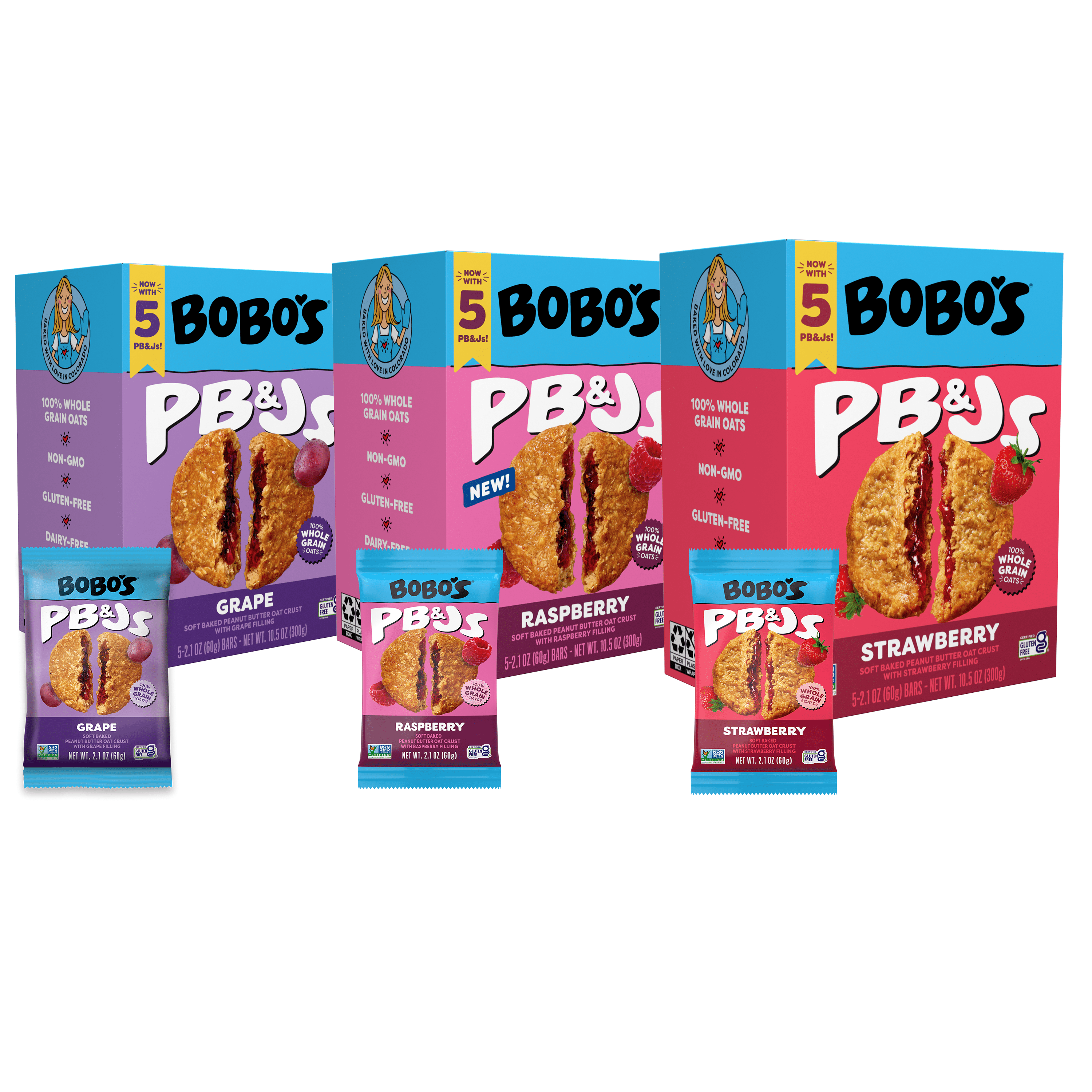 Bobo's PB&Js 3-Flavor 30ct Variety Pack - Strawberry (10), Grape (10), Raspberry (10)