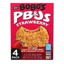 (3 pack) Bobo's PB&Js, Peanut Butter Oat Crust With Strawberry Filling, 4 Pack of 2.1oz oat snacks