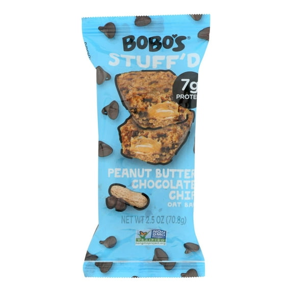 Bobo's Stuff'D Peanut Butter and Chocolate Chip Oat Bar, 2.5 oz Bar, 12/Box