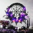 thumbnail image 1 of Bobomoti Halloween Wreath with LED Lights, Halloween Wreath with Flowers and Skulls for Front Door, Indoor Outdoor Halloween Home Party Decorations, 1 of 8