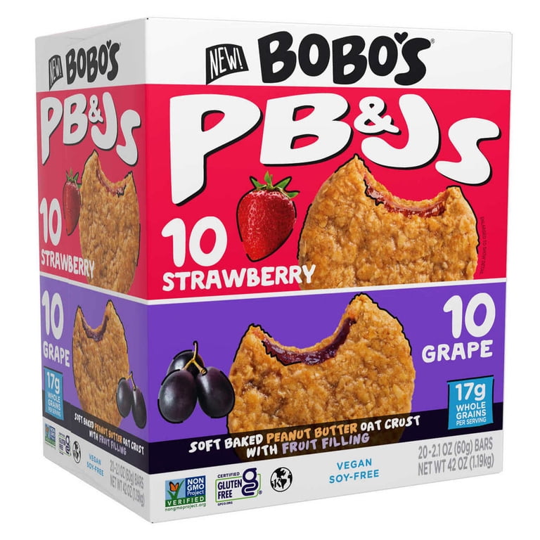 Bobo's, PBandJs Oat Sandwich Bar Variety Pack, 2.1 oz, Pack of 20