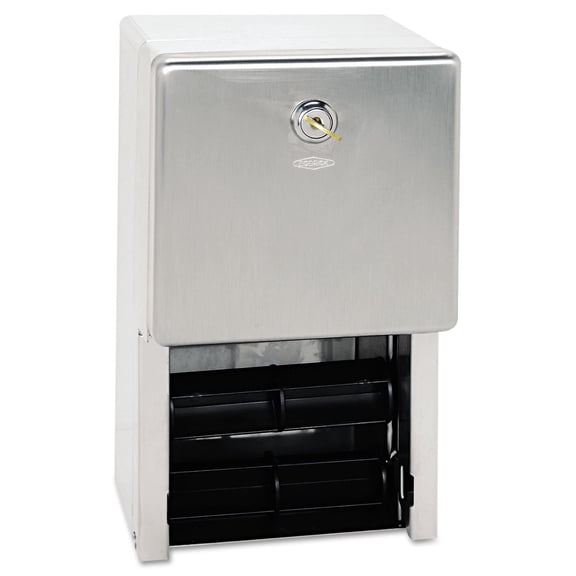 Bobrick B-2888 6-1/16 in. x 5-15/16 in. x 11 in. Stainless Steel 2-Roll Tissue Dispenser - Stainless Steel