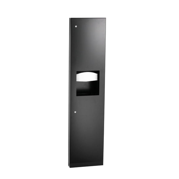 Bobrick B-38032.MBLK - TrimLineSeries Semi-Recessed Paper Towel Dispenser/Waste Receptacle, Matte Black