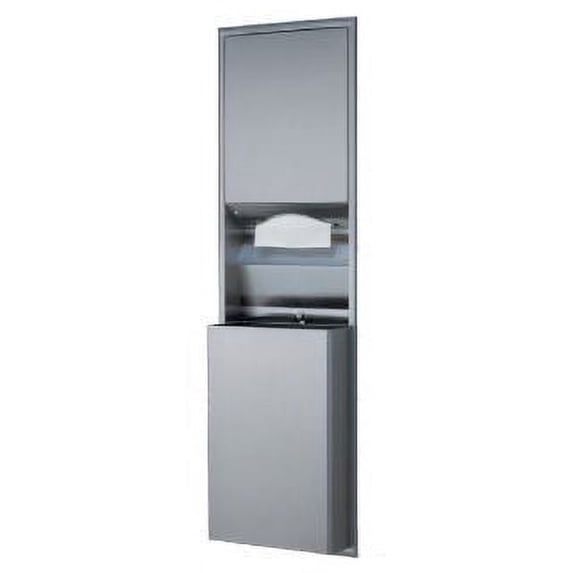 Bobrick B-3942 Semi Recessed Paper Towel Dispenser And Waste Receptacle - Stainless Steel