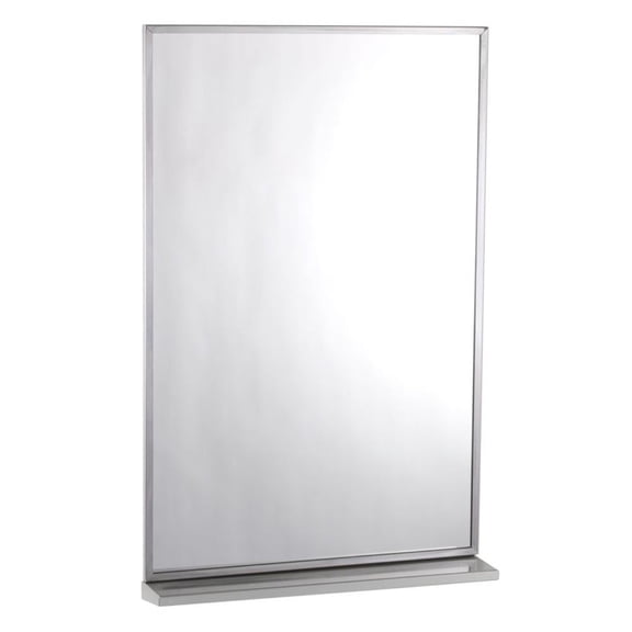 Bobrick B166 18 Mirror w/ Shelf Channel Framed Surface Mounted - Bright Polished