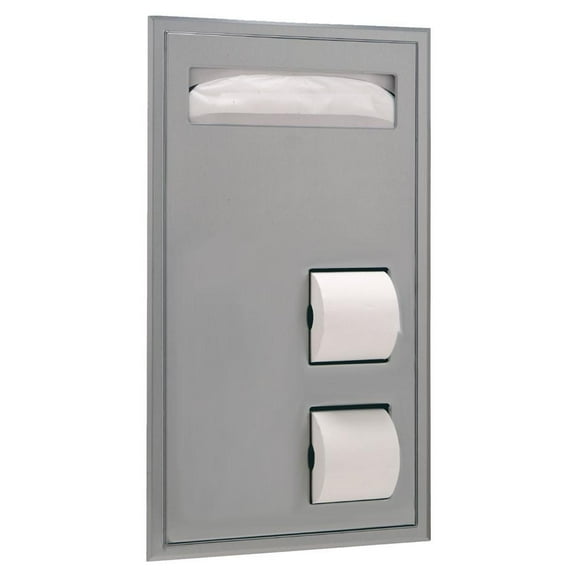 Bobrick B-34715 - ClassicSeries Partition-Mounted Seat-Cover Dispenser and Toilet Tissue Dispenser
