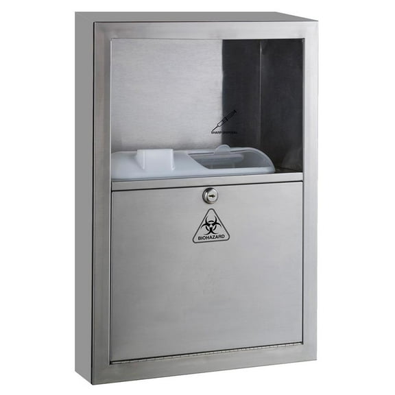 Bobrick B350169 Sharps Disposal 1.35 Gal. Surface Mounted - Satin