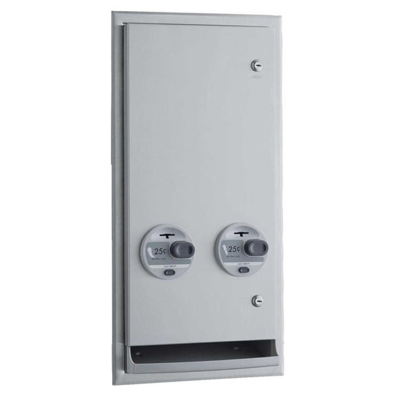 Bobrick B-3706 25 - ClassicSeries Recessed or Semi-Recessed Napkin/Tampon Vendor, 25-Cent Operation