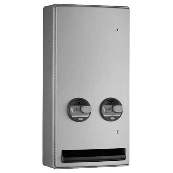 Bobrick B-47069 25 - ConturaSeries Surface-Mounted Napkin / Tampon Vendor, 25-Cent Operation