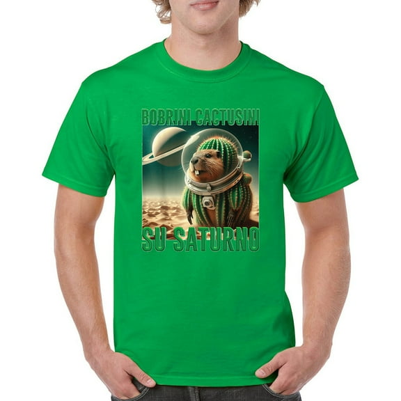 Bobrini Cactusini Su Saturno T-shirt Italian Brainrot Gen Z Meme Men's Tee