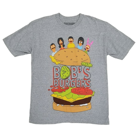 Bobs Burgers Mens Big & Tall Gray Heather Graphic Tee Crew T-Shirt 5XL