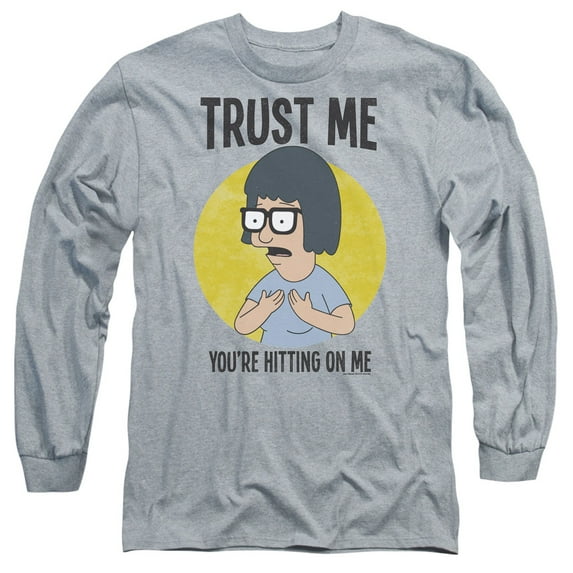 Bobs Burgers Trust Me Long Sleeve Adult 18/1 T-Shirt Athletic Heather