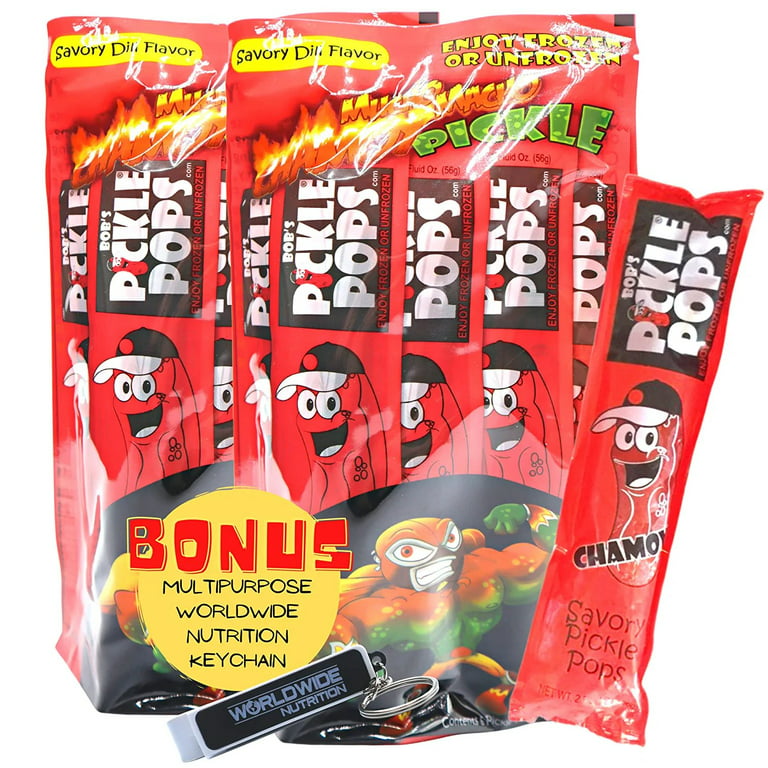 Bobs Pickle Pops Mucho Macho Chamoy - Electrolytes Freezer Pops Pre Workout  Hydration - Athlete Recovery Pickle Juice for Leg Cramps - 2 Pk, 12 Ice  Pops with Multi Purpose Key Chain 
