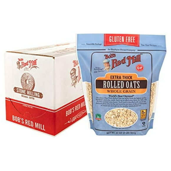 Bobs Red Mill Gluten Free Extra Thick Rolled Oats, 32 Oz (4 Pack)
